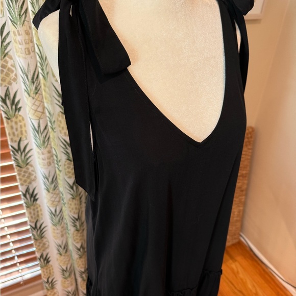 SPLENDID Black Dress Carolina Tie Shoulder Tiered Viscose Bow Details Size M NWT - Picture 7 of 7